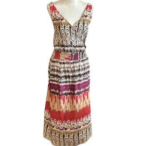Avenue Women Plus 26 28 Maxi Dress Sleeveless V-Neck & Colorful Abstract Print